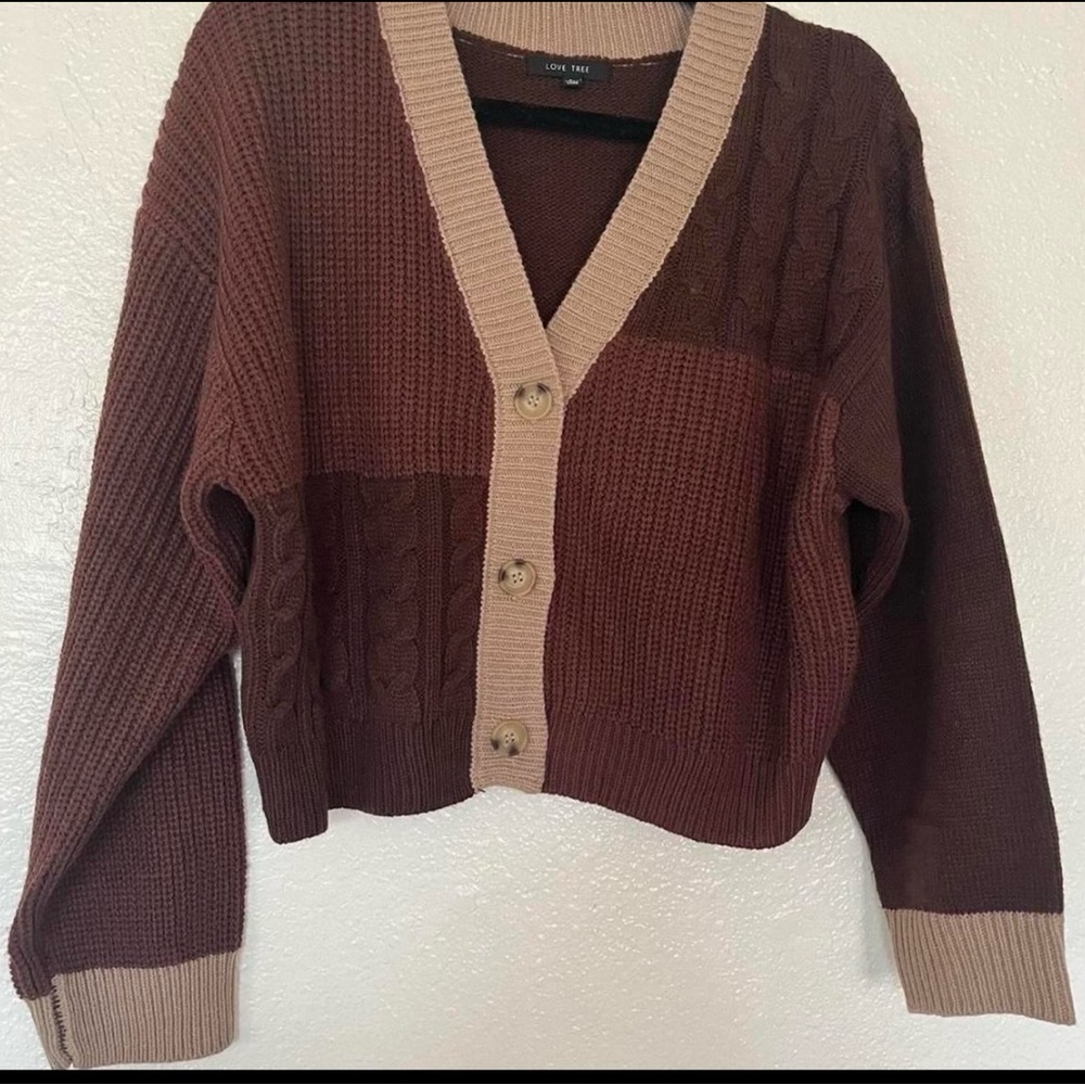 Brown Patchwork Cardigan